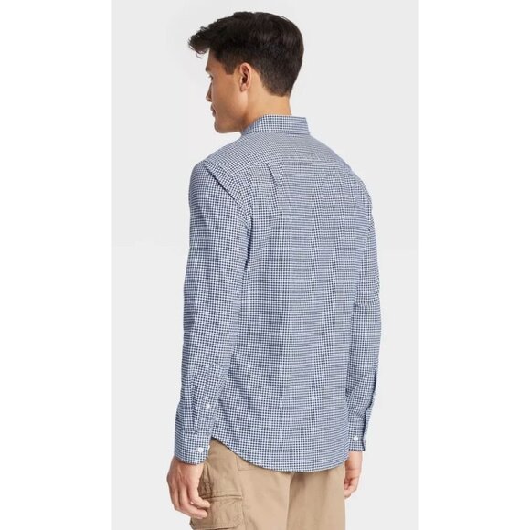 Mens Blue Gingham Button-Down Shirt By Goodfellow & Co. Size L - Picture 2 of 4